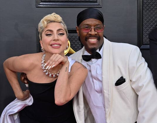Lady Gaga and Michael Bearden arrive for the 64th annual Grammy Awards at the MGM Grand Garden Arena in Las Vegas, Nevada on Sunday, April 3, 2022.  LAV20220403379 JIMxRUYMEN