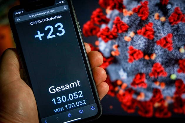 Coronavirus in Germany Covid 19 Robert Koch Institute Dashboard 04 04 2022 Robert Koch Institute 7 days Incidence 1424 6 7 days Number of cases 1 184 629 COVID 19 cases 21 668 677 Additions up 41 129 from previous day COVID 19 deaths 130 052 Additions up 23 from previous day