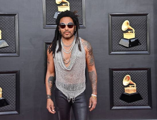 Bilder des Jahres 2022, Entertainment 04 April Entertainment Themen der Woche KW13 Entertainment Bilder des Tages Lenny Kravitz arrives for the 64th annual Grammy Awards at the MGM Grand Garden Arena in Las Vegas, Nevada on Sunday, April 3, 2022.  LAV20220403750 JIMxRUYMEN