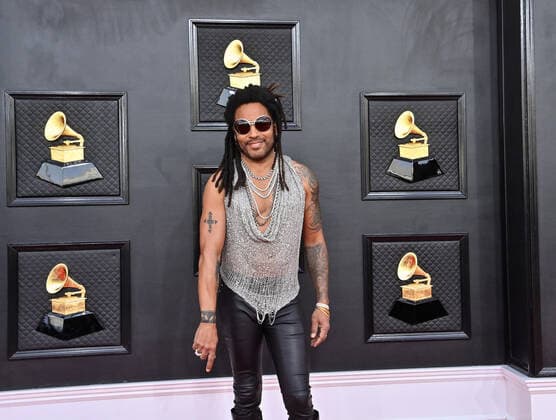 Lenny Kravitz arrives for the 64th annual Grammy Awards at the MGM Grand Garden Arena in Las Vegas, Nevada on Sunday, April 3, 2022.  LAV20220403751 JIMxRUYMEN