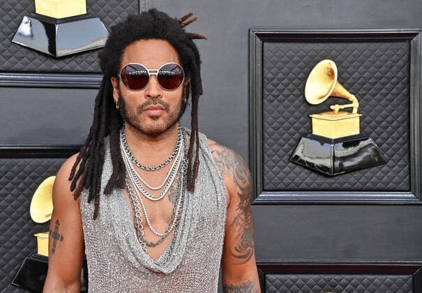 Lenny Kravitz arrives for the 64th annual Grammy Awards at the MGM Grand Garden Arena in Las Vegas, Nevada on Sunday, April 3, 2022.  LAV20220403753 JIMxRUYMEN