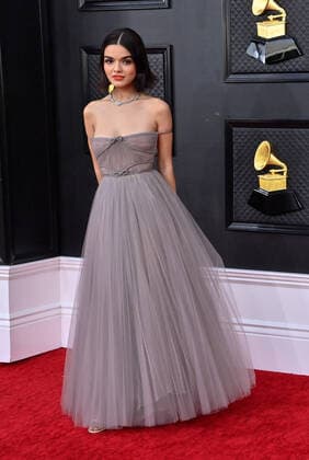 Rachel Zegler arrives for the 64th annual Grammy Awards at the MGM Grand Garden Arena in Las Vegas, Nevada on Sunday, April 3, 2022.  LAV20220403806 JIMxRUYMEN