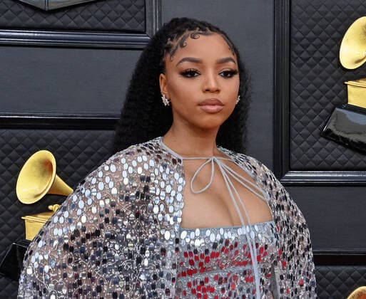Chloe Bailey arrives for the 64th annual Grammy Awards at the MGM Grand Garden Arena in Las Vegas, Nevada on Sunday, April 3, 2022.  LAV20220403918 JIMxRUYMEN