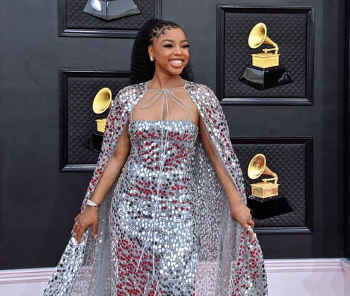 Chloe Bailey arrives for the 64th annual Grammy Awards at the MGM Grand Garden Arena in Las Vegas, Nevada on Sunday, April 3, 2022.  LAV20220403921 JIMxRUYMEN