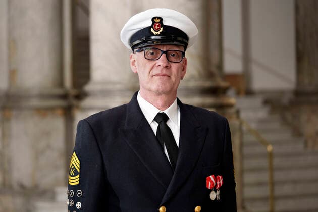 Senior Sergeant Jim Skjold Pedersen, Vipperoed thanked for the Medal of Merit at the Public Audience at Christiansborg Castle, Monday 4 April 2022, Copenhagen  Copyright: KeldxNavntoft KeldxNavntoftx COP10552 spdk20220404-145411-L