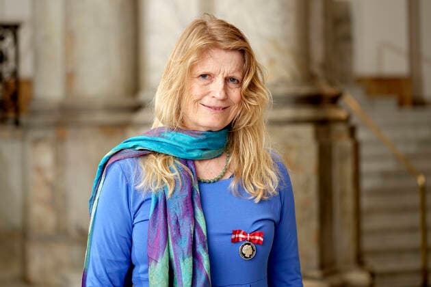 Teacher at Fredensborg School Grete Severin, Snekkersten, thanked for the Medal of Merit at the Public Audience at Christiansborg Castle, Monday 4 April 2022, Copenhagen  Copyright: KeldxNavntoft KeldxNavntoftx COP10552 spdk20220404-145446-L
