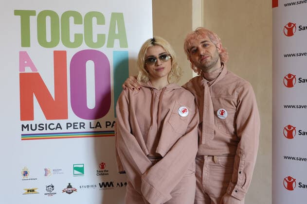 Bologna, April 4, 2022 Press conference for the presentation of the charity concert Tocca A Noi, Musica Per La Pace Fundraising for Save The Children association in favor of children victims of the war in Ukraine in the pic Veronica Lucchesi and Dario Mangiaracina, members of the group Ã¢ x80 x9c La Rappresentante Di ListaÃ¢ x80 x9d , organizers o  Copyright: xMichelexNuccix xipa-agency.netx xx 0