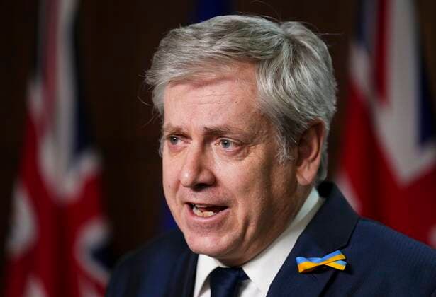 April 4, 2022, Ottawa, Ontario, Canada: NDP Natural Resources Critic Charlie Angus (TimminsNJames Bay) holds a press conference on Parliament Hill in Ottawa on Monday, April 4, 2022. Ottawa Canada  - ZUMAc35_ 20220404_zaf_c35_001 Copyright: xThexCanadianxPressx