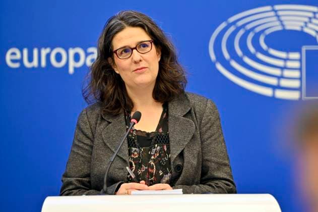 Gwendoline Delbos-Corfield bei einer Pressekonferenz zum Wahlergebnis in Ungarn im Europäischen Parlament. Straßburg, 05.04.2022 *** Gwendoline Delbos Corfield at a press conference on the election results in Hungary at the European Parliament Strasbourg, 05 04 2022 Foto:xD.xAnoraganingrumx xFuturexImage