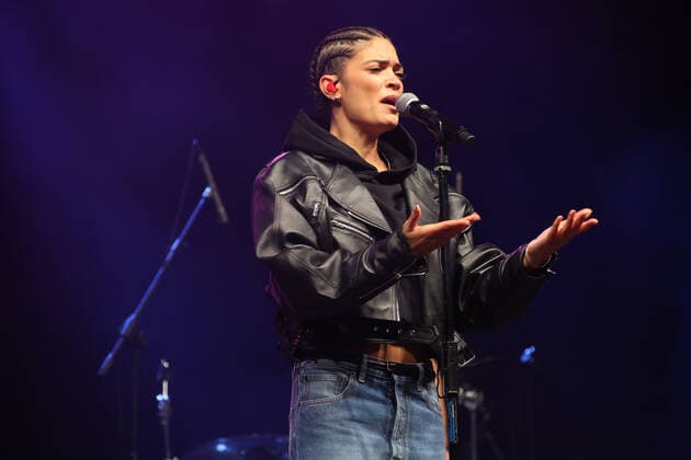 Elodie during the Benefit Concert Tocca a noi, Music for peace to raise funds to support the activities of Save the children in Ukraine in Piazza Maggiore Bologna, April 5, 2022 photo Michele Nucci  Copyright: xMichelexNuccix xipa-agency.netx xx 0