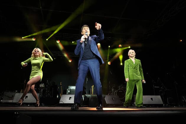 Gianni Morandi and La Rappresentante Di Lista during the benefit concert Tocca a noi, Music for Peace to raise funds to support the activities of Save the Children in Ukraine in Piazza Maggiore Bologna, April 5, 2022 photo Michele Nucci  Copyright: xMichelexNuccix xipa-agency.netx xx 0