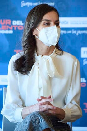 07-04-2022 Millan Queen Letizia attend the announcement of the winner of the Princess of Girona foundation award 2022 in the category social at the Riojaforum in San Millan. No Spain Â  Copyright: xPPEx