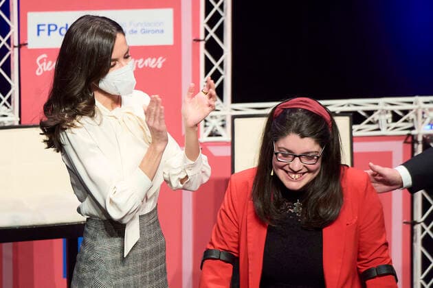 07-04-2022 Millan Queen Letizia attend the announcement of the winner of the Princess of Girona foundation award 2022 in the category social at the Riojaforum in San Millan. No Spain Â  Copyright: xPPEx