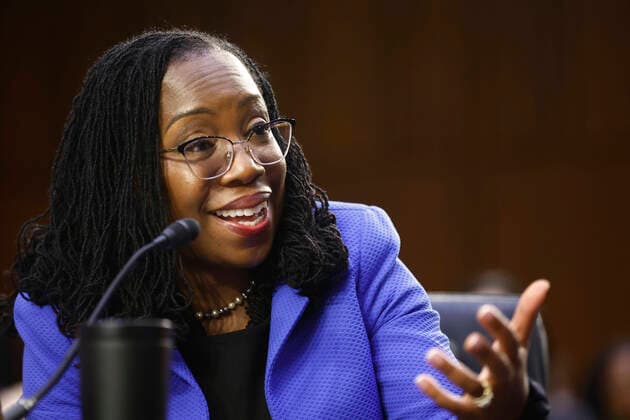 (220407) -- WASHINGTON, April 7, 2022 -- File photo taken on March 23, 2022 shows Judge Ketanji Brown Jackson testifying during the Senate Judiciary Committee s confirmation hearing on her nomination to the U.S. Supreme Court in Washington, D.C., the United States. The U.S. Senate confirmed Judge Ketanji Brown Jackson for the Supreme Court in a 53-47 vote on April 7, 2022. Only three Republicans joined Democrats and independents in supporting Jackson to be the first African American woman on the highest court. (Photo by Xinhua) FILE-U.S.-WASHINGTON, D.C.-SUPREME COURT NOMINEE-FIRST AFRICAN AMERICAN WOMAN-CONFIRMATION TingxShen 