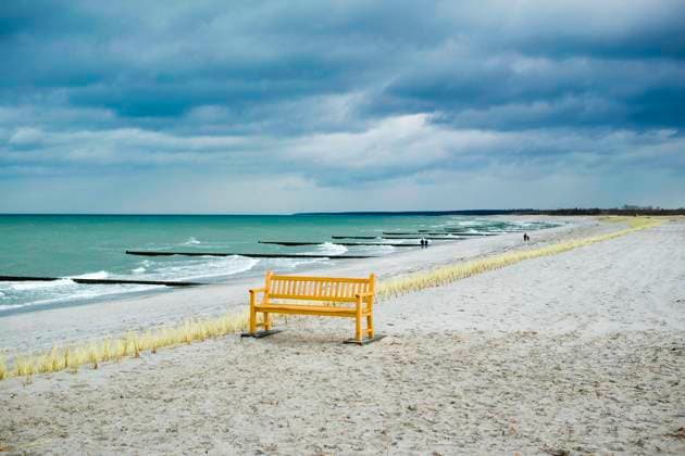 The empty Baltic Sea beach in Ahrenshoop on the Darss in Mecklenburg Western Pomerania 2022 Rostock Warnemünde Copyright: FrankxHormannx xnordlicht