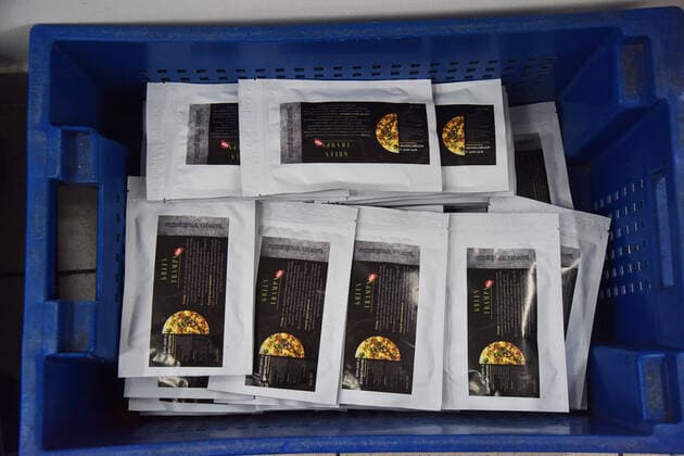 April 3, 2022, Lviv, Ukraine: Packed dry rations seen in one of Lviv s food establishments for people affected by Russia s military invasion of Ukraine. The Central World Kitchen has funded the production of many thousands of packages of dry rations and energy bars for people affected by Russian troops. Production of these products was launched in one of Lviv s food establishments. Lviv Ukraine - ZUMAs197 20220403_zaa_s197_408 Copyright: xPavloxPalamarchukx