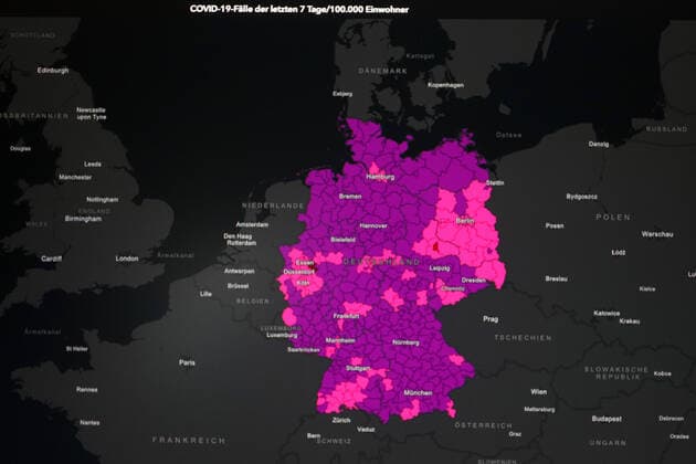 RKI dashboard, 7 day incidence is now 1181.2 7 day incidence, RKI dashboard on a monitor on 08 04 2022 in Siegen Germany.