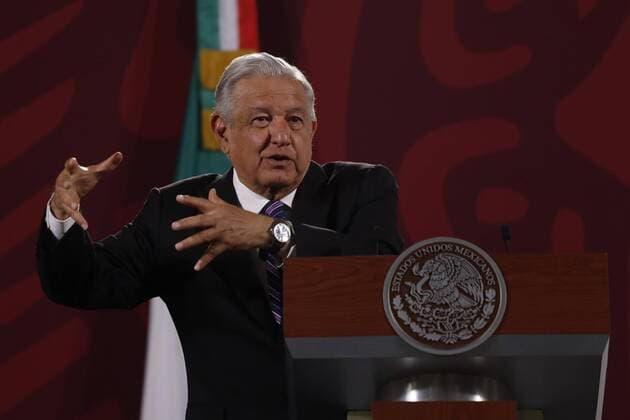 Lopez Obrador Press Conference After REcall Vote Day MEXICO CITY, MEXICO APR 11, 2022: The President of Mexico, AndrÃ s Manuel Lopez Obrador, offers a news conference after the recall vote day where he spoke about citizen participation with more than 16 million people and thanks the Mexicans, who voted for him to continue his term in government. On April 11, 2022 in Mexico City, Mexico. (Photo by Luis Barron Eyepix Group) Copyright: xLuisxBarronx xEyepixxGroupx EYEPIX_LB_11042022_60885