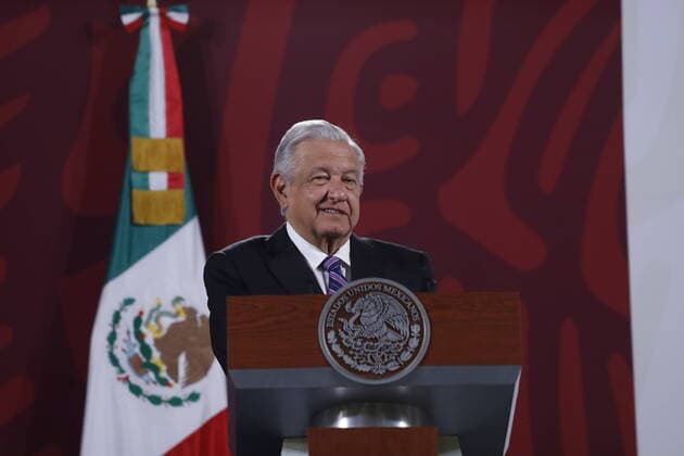 Lopez Obrador Press Conference After REcall Vote Day MEXICO CITY, MEXICO APR 11, 2022: The President of Mexico, AndrÃ s Manuel Lopez Obrador, offers a news conference after the recall vote day where he spoke about citizen participation with more than 16 million people and thanks the Mexicans, who voted for him to continue his term in government. On April 11, 2022 in Mexico City, Mexico. (Photo by Luis Barron Eyepix Group) Copyright: xLuisxBarronx xEyepixxGroupx EYEPIX_LB_11042022_60874