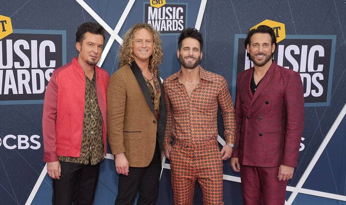 April 11, 2022, Nashville, TN, USA: Parmalee - Josh McSwain, Barry Knox, Matt Thomas, and Scott Thomas attend the 2022 CMT Music Awards at Nashville Municipal Auditorium on April 11, 2022 in Nashville, Tennessee. Nashville USA - ZUMAs181 20220411_zea_s181_077 Copyright: xImagespacex