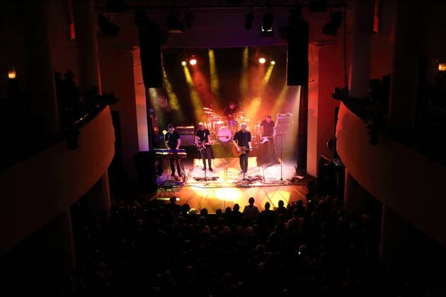 Lars Wiebusch, Erik Langer, Christian Hake, Marcus Wiebusch and Reimer Bustorff, f l , of the band Kettcar at a concert at the Metropol in Berlin, 11 April 2022 Kettcar concert Berlin