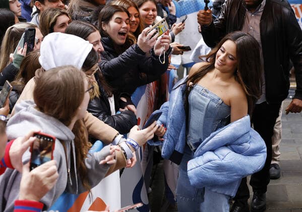 Camila Cabello greets fans after she performs on the NBC Today Show at Rockefeller Center on Tuesday, April 12, 2022 in New York City.  NYP20220412117 JOHNxANGELILLO
