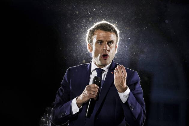 News Themen der Woche KW15 News Bilder des Tages Emmanuel Macron, in Strasbourg, France on April 12, 2022. NEWS: L actuel prÃ sident francais et candidat centriste Ã la rÃ Ã lection Emmanuel Macron, Ã Strasbourg dans l est de la France, mardi 12 avril 2022. ElyxandroCegarra Panoramic 