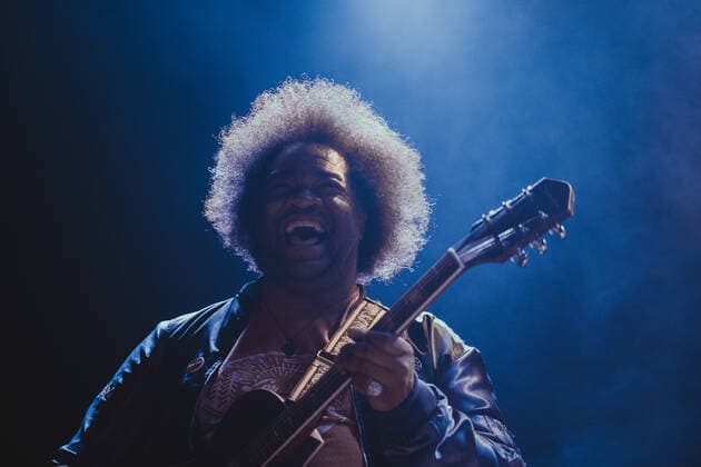 Delvon Lamarr Organ Trio live in Copenhagen, Denmark Copenhagen, Denmark. 12th, April 2022. The American soul-jazz group Delvon Lamarr Organ Trio performs a live concert at Hotel Cecil in Copenhagen. Here guitarist Jimmy James is seen live on stage. Copenhagen Denmark  Copyright: xGonzalesxPhoto MathiasxKristensex