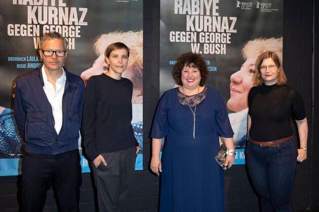 Christoph Friedel, Claudia Steffen, Meltem Kaptan and Fee Buck at the premiere of the cinema film Rabiye Kurnaz vs. George W Bush at Cinenova Cologne, 13 04 2022 Foto:xR.xSchmiegeltx xFuturexImage