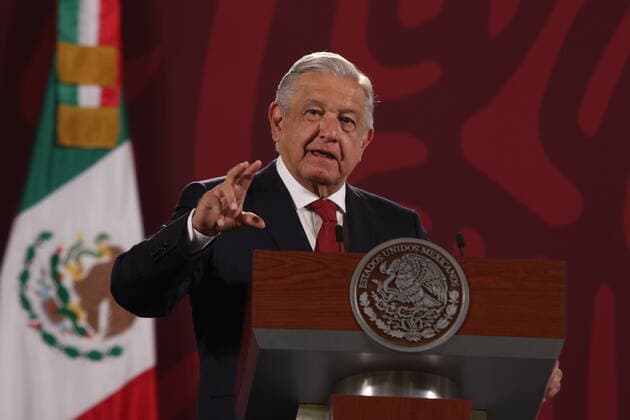 Mexican President Lopez Obrador Daily News Conference MEXICO CITY, MEXICO - APR 13, 2022: Mexico™s President, Andres Manuel Lopez Obrador, gesticulates while talks during his daily briefing conference at National Palace. In April 13, 2022 in Mexico City, Mexico. (Photo by Ismael Rosas Eyepix Group) Copyright: xIsmaelxRosas xEyepixxGroupx EYEPIX_IR_13042022_61142