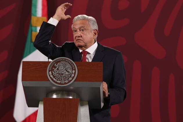 Mexican President Lopez Obrador Daily News Conference MEXICO CITY, MEXICO - APR 13, 2022: Mexico™s President, Andres Manuel Lopez Obrador, gesticulates while talks during his daily briefing conference at National Palace. In April 13, 2022 in Mexico City, Mexico. (Photo by Ismael Rosas Eyepix Group) Copyright: xIsmaelxRosas xEyepixxGroupx EYEPIX_IR_13042022_61152