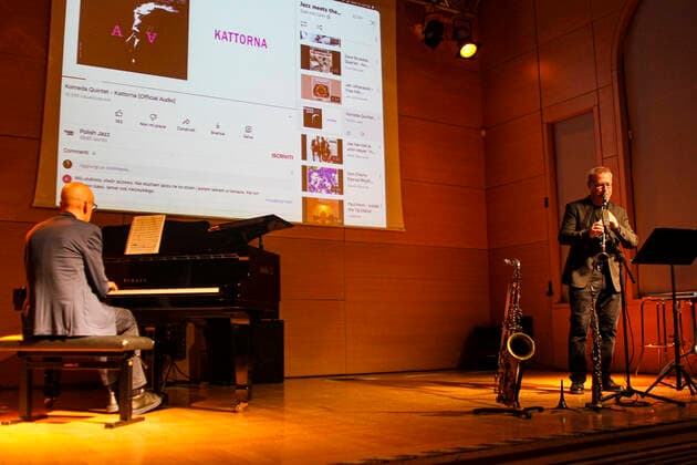 Gabriele Coen presents the 2nd Jazz Lesson Concert accompanied on the piano by Pietro Lassu Gabriele Coen presents the 2nd Jazz Lesson Concert accompanied on the piano by Pietro Lassu at the Casa del Jazz. Roma Italy Casa Del Jazz Copyright: GabrielexCoenxpresentsxthex2ndxJazzxLessonx xConcertxaccompaniedxonxthexpianoxbyxPietroxLassu