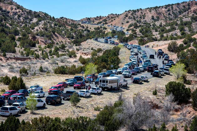 April 15, 2022, USA: After two years of almost no Good Friday Pilgrimage thousands made the treck this year to the Santuario de Chimayo, Friday April 15, 2022. USA - ZUMAab1_ 20220415_zaf_ab1_023 Copyright: xEddiexMoorex