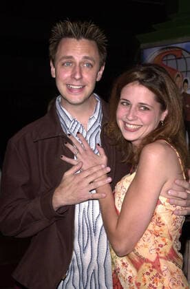 James Gunn and Jenna Fisher at the premiere of The Specials in Hollywood, 09-18-00 , 10549638.jpg, couple, longhair, jacket, blonde, brunette, talent, event, people, fame, celebrity,
