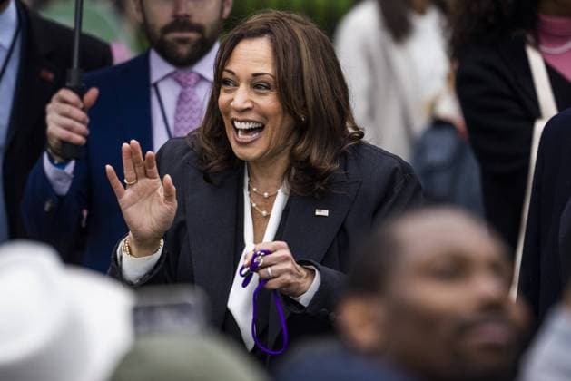 Vice President Kamala Harris participates in the annual Easter Egg Roll on the South Lawn of the White House in Washington, DC on Monday, April 18, 2022. Pool photo by Jim Lo Scalzo  WAS20220418903 JIMxLOxSCALZO