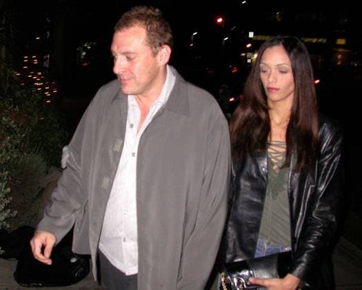 Tom Sizemore and new fiancee Jessica Richards pose for fans outside Spago Restaurant in Beverly Hills, CA 02-06-04 , 10971626.jpg, talent, famous, fame, celebrity, entertainment, event, popular, people, star, person,