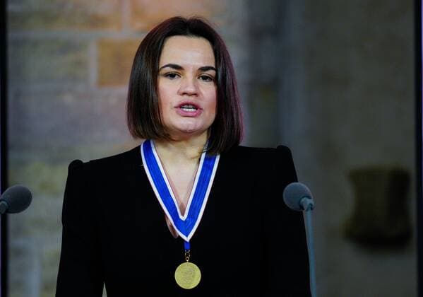 2022 04 21 12 05 32 MIDDELBURG Sviatlana Tsikhanouskaya, leader of the democratic movement in Belarus, with the International Four Freedoms Award just presented to her The Four Freedoms Awards are presented each year to men, women and organizations whose efforts and achieve  Copyright: xx x447391264x originalFilename: 447391264.jpg