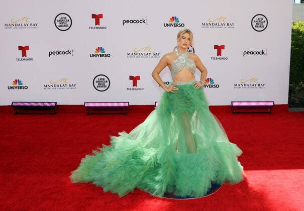 Mexican Sofia Reyes poses upon her arrival on the red carpet for the 2022 Latin American Music Awards, at the Michelob ULTRA Arena at the Mandalay Bay Resort and Casino in Las Vegas, Nevada, US, 21 April 2022. Alfombra roja de los Latin American Music Awards 2022 !ACHTUNG: NUR REDAKTIONELLE NUTZUNG!  Copyright: xRondaxChurchillx USA7040 20220422-3e56e13a3bbec9d6c273223a3511f9a14ae34c90