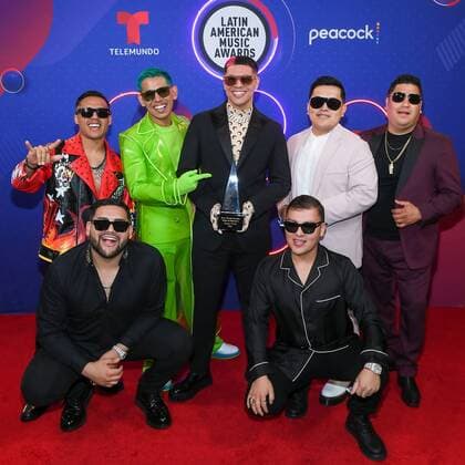 Photo courtesy of Telemundo showing the members of Grupo Firme as they celebrate their award at the 2022 Latin American Music Awards held this Thursday at the Michelob ULTRA Arena at the Mandalay Bay Resort and Casino in Las Vegas, Nevada 21 April 2022. Latin American Music Awards 2022 !ACHTUNG: NUR REDAKTIONELLE NUTZUNG!  Copyright: xBryanxSteffyx USA7140 20220422-b60ccff4dd93002c75847037ee262eafe128d683