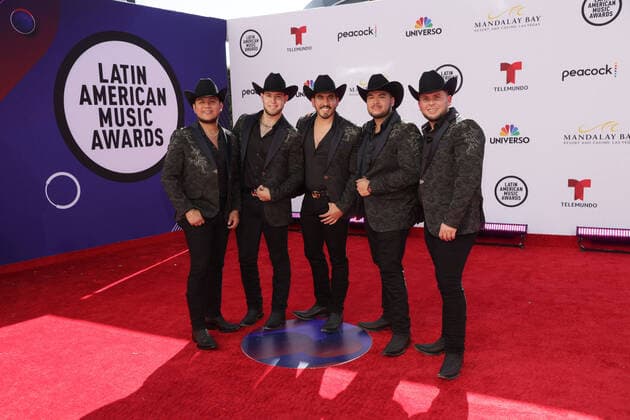 Calibre 50 arrives for the 2022 Latin American Music Awards at Michelob ULTRA Arena at Mandalay Bay Resort and Casino in Las Vegas, Nevada on Thursday, April 21, 2022.  LAV20220421047 JAMESxATOA