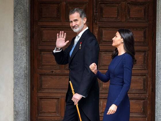 King Felipe and Queen Letizia at the Miguel de Cervantes awards ceremony in Alcala de Henares, Madrid, April 22, 2022 Cordon Press