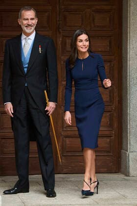 22-04-2022 Madrid Queen Letizia and King Felipe during the Miguel de Cervantes, Spanish literature 2021 prize to Cristina Peri Rossi in the auditorium of the university of Alcala, Alcala de Henares, in Madrid. No Spain Â  Copyright: xPPEx