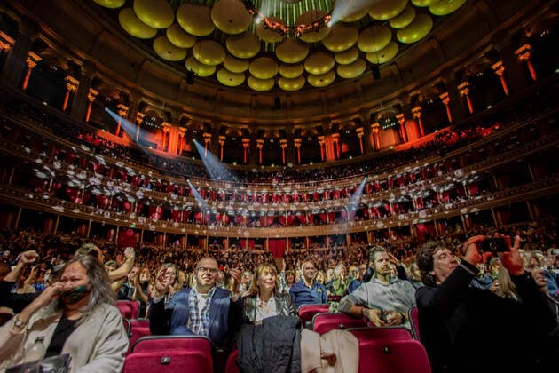 April 22, 2022, London, England, United Kingdom: A crowded Royal Albert Hall awaits the Italian blues singer and songwriter Zucchero Sugar Fornaciari. He will perform for the second consecutive day and the sixth time at London Royal Albert Hall. .Zucchero recorded his first album in 1983 and achieved international success through his many collaborations with the likes of Luciano Pavarotti, John Lee Hooker, Miles Davis, B.B. King, Tom Jones and Sheryl Crow..April 2022 s live shows were rescheduled due to 2020 Covid-19 pandemic. London United Kingdom - ZUMAm203 20220422_zip_m203_001 Copyright: xSabrinaxMerollax