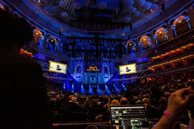 April 22, 2022, London, England, United Kingdom: A crowded Royal Albert Hall awaits the Italian blues singer and songwriter Zucchero Sugar Fornaciari. He will perform for the second consecutive day and the sixth time at London Royal Albert Hall. .Zucchero recorded his first album in 1983 and achieved international success through his many collaborations with the likes of Luciano Pavarotti, John Lee Hooker, Miles Davis, B.B. King, Tom Jones and Sheryl Crow..April 2022 s live shows were rescheduled due to 2020 Covid-19 pandemic. London United Kingdom - ZUMAm203 20220422_zip_m203_003 Copyright: xSabrinaxMerollax