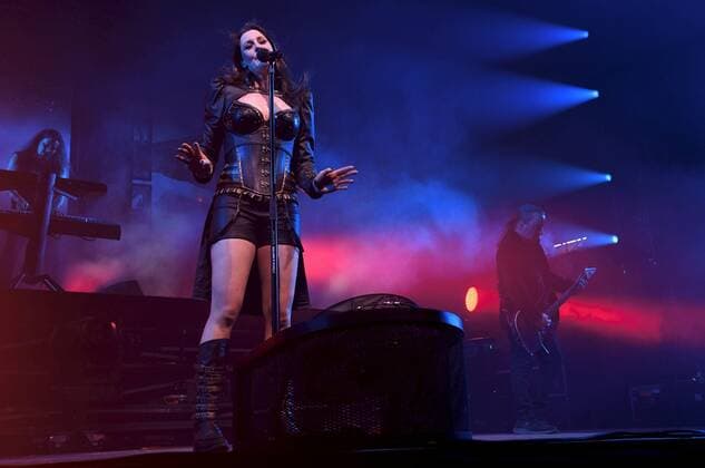 Lead singer Floor Jansen of the Finnish symphonic metal band Nightwish performs on stage during their concert in Helsinki, Finland, on April 24, 2022. Helsinki Finland  Copyright: xHeikkixSaukkomaax LKLAPH20220424211854Y780