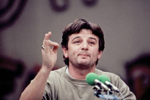 Joseph Martin Joschka Fischer, Politiker derPartei Die Grünen , redet auf einer Parteiveranstaltung, Deutschland um 1986. Copyright: HartwigxValdmanis Nur redaktionelle Nutzung. Editorial usage only. UnitedArchivesVAL_720000072