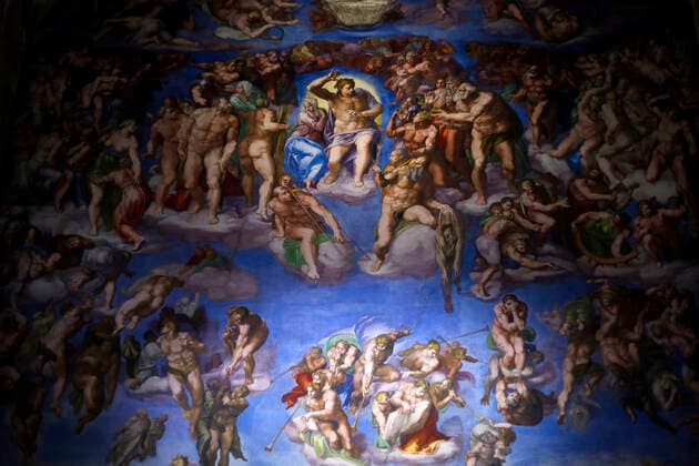 Holy See Cardinal Pietro Parolin Visits Sistine Chapel Replica In Mexico MEXICO CITY, MEXICO - APR 26, 2022: Paintings in a tour , during the visit of the Secretary of State of the Holy See Cardinal Pietro Parolin at the replica of the Sistine Chapel. On Apr 26, 2022 In Mexico City, Mexico. (Photo by Luis Barron Eyepix Group) Copyright: xLuisxBarronx xEyepixxGroupx EYEPIX_LB_26042022_62905