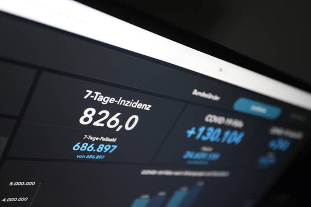 RKI dashboard, 7 day incidence is now 826.0 7 day incidence, RKI dashboard on a monitor on 28 04 2022 in Siegen Germany.