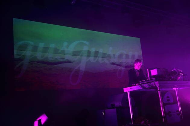 Birgir Biggi Veira Porarinsson from the band GusGus at a concert in the concrete hall in Silent Green in Berlin, 27 April 2022 GusGus concert Berlin