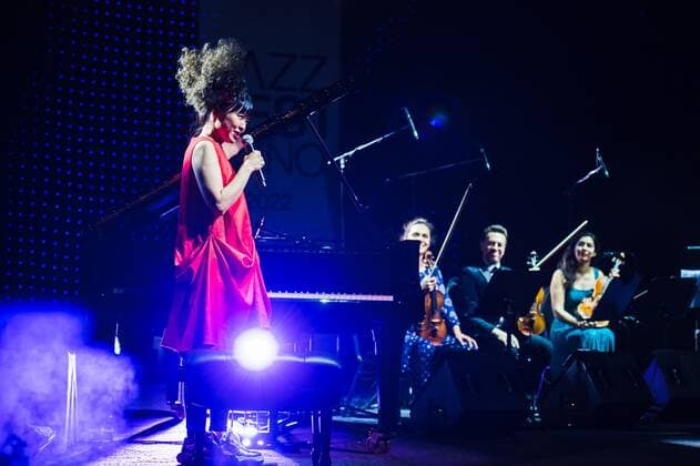 Japanese jazz pianist Hiromi Uehara performed together with a string quartet at the Bobycentrum in Brno, Czech Republic, on April 28, 2022. (CTKxPhoto PatrikxUhlir) CTKPhotoP2022042809094  put 12